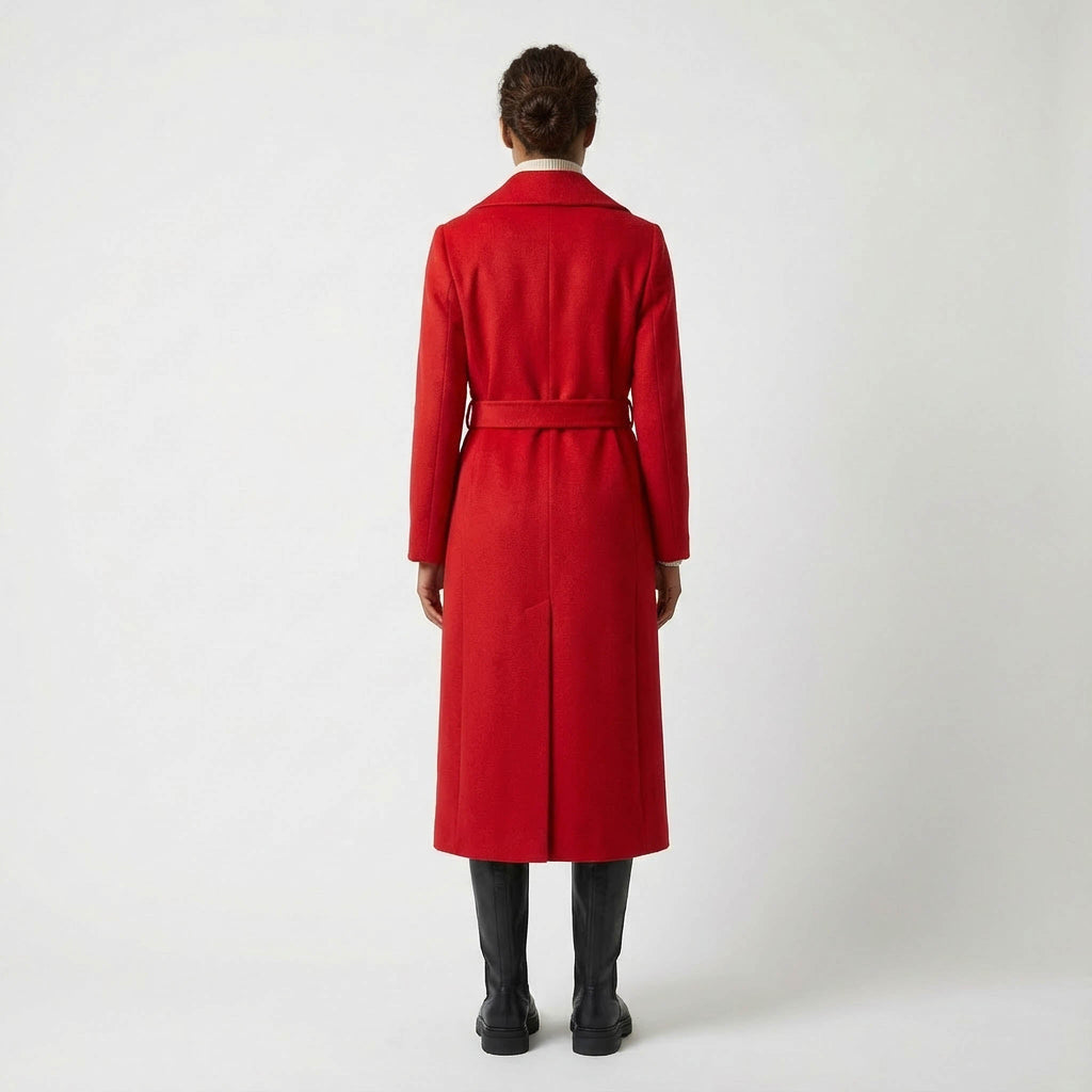 Crown Pure Cashmere Coat | Luxury Red Wrap Coat
