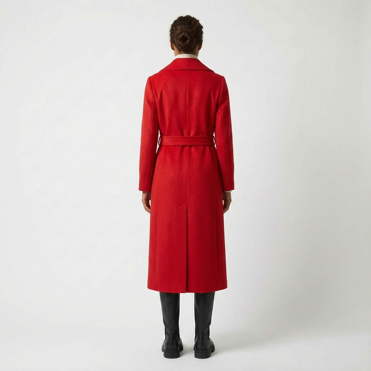 Crown Pure Cashmere Coat | Luxury Red Wrap Coat