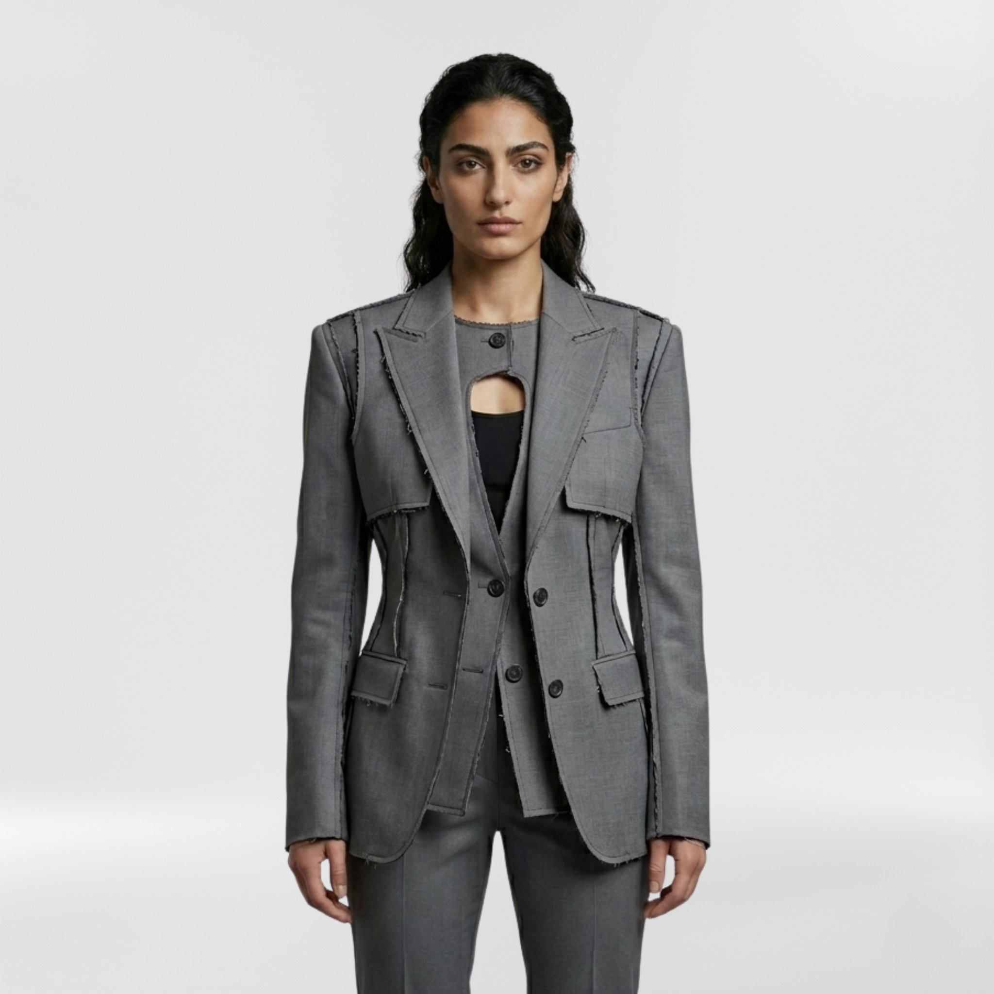 Raw Edge Tailored Panel Blazer