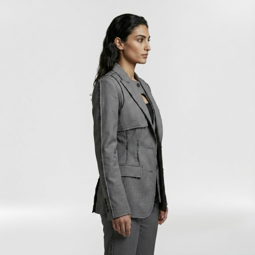 Raw Edge Tailored Panel Blazer
