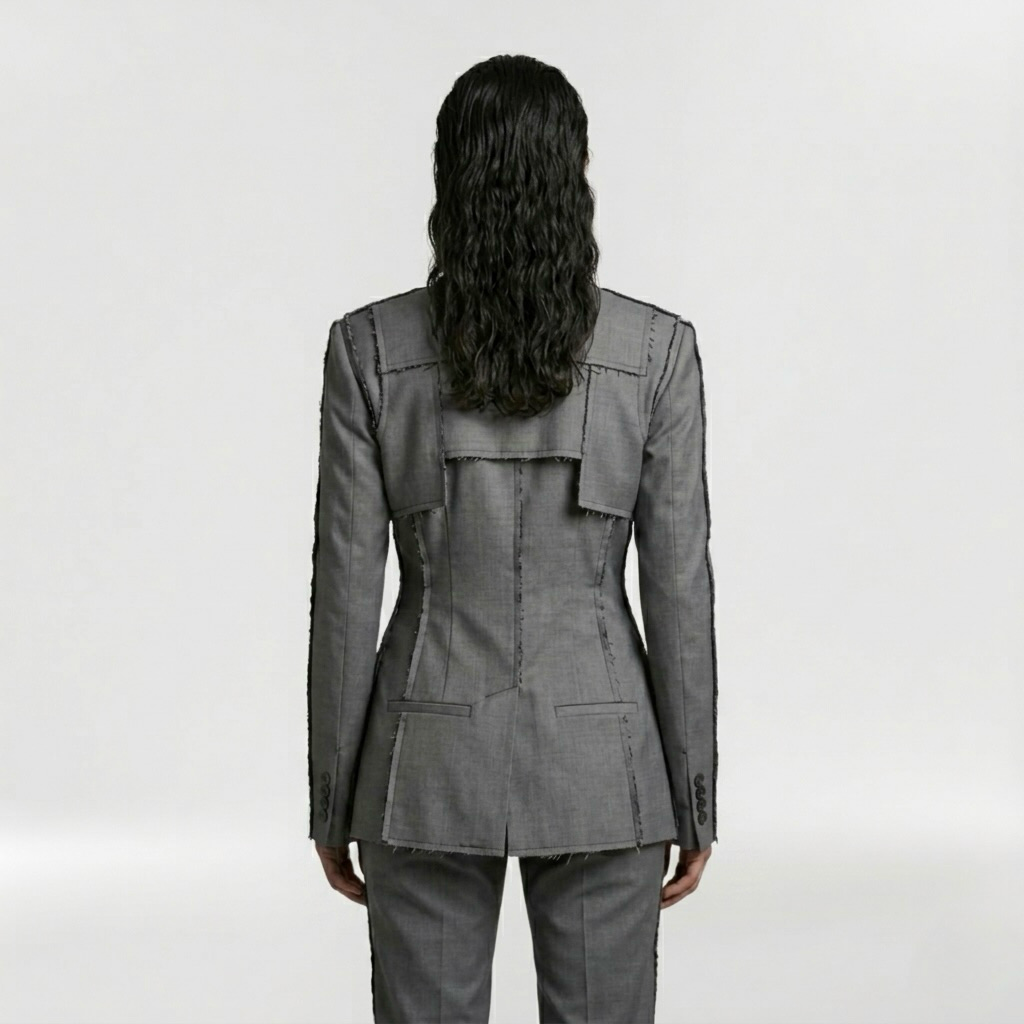 Raw Edge Tailored Panel Blazer