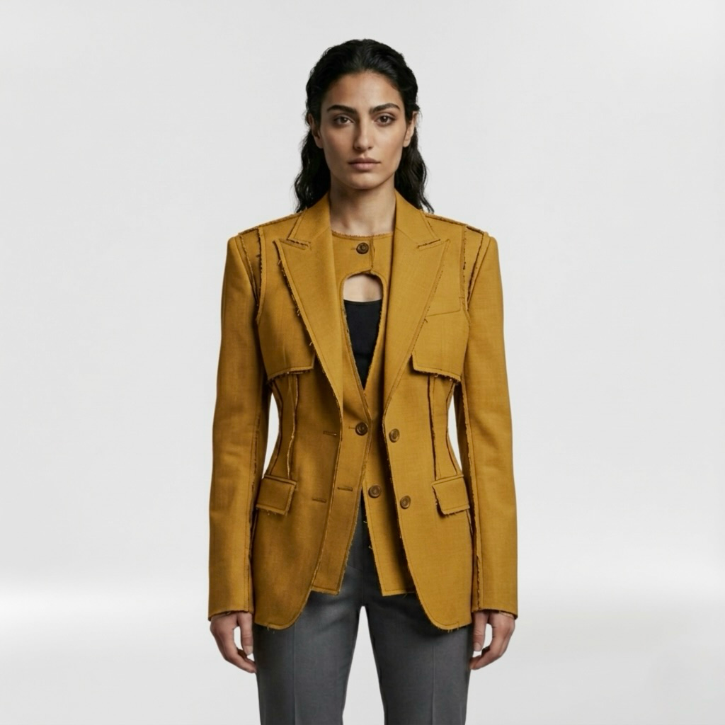 Raw Edge Tailored Panel Blazer