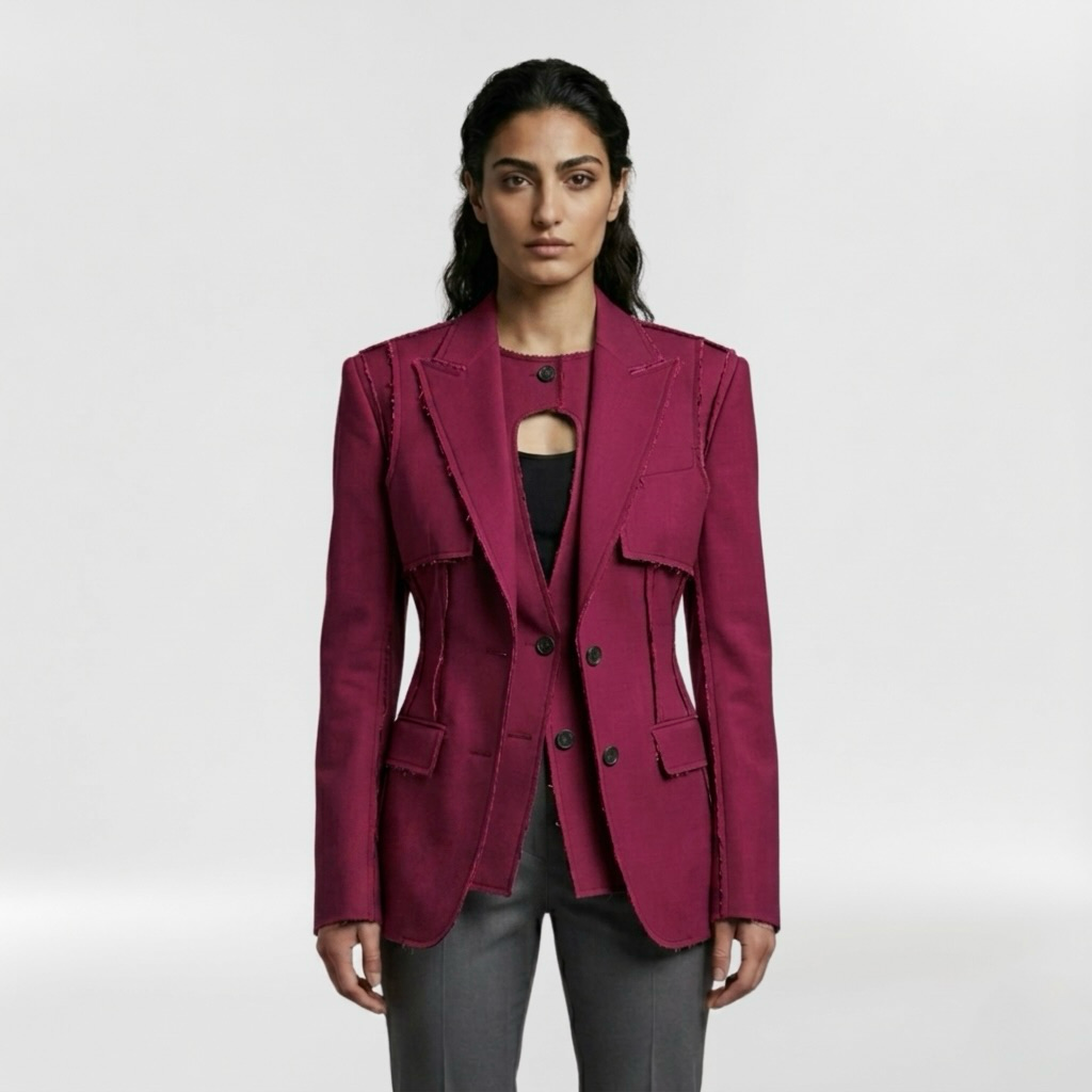 Raw Edge Tailored Panel Blazer