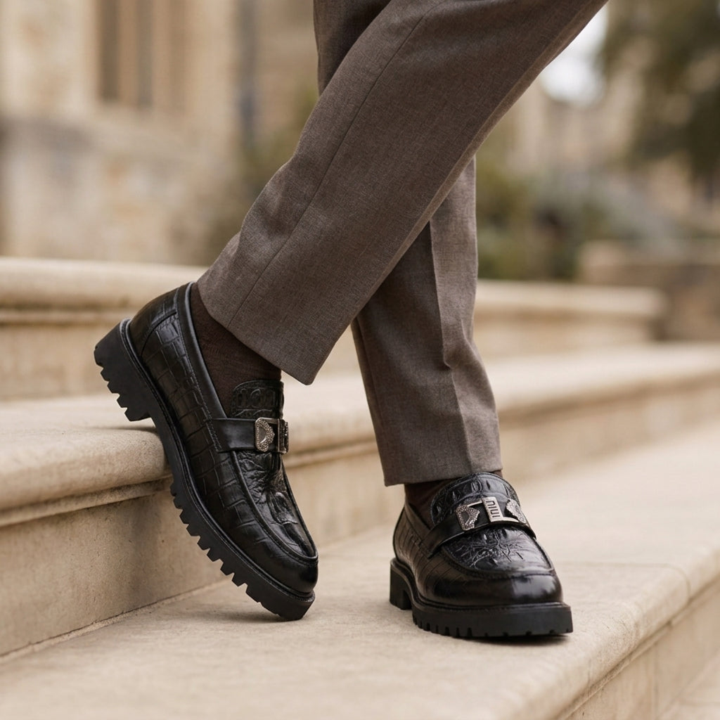 Jarvis | Croc-Texture Chunky Loafers