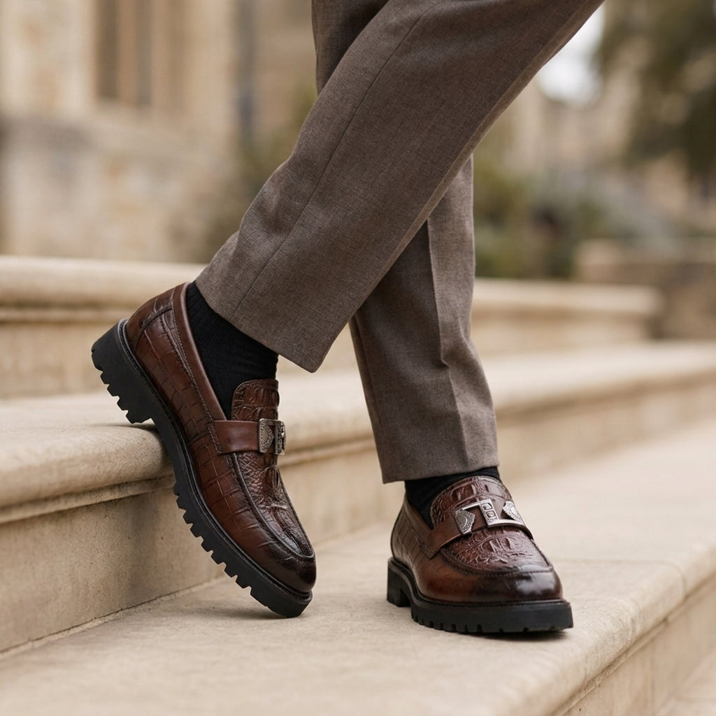 Jarvis | Croc-Texture Chunky Loafers