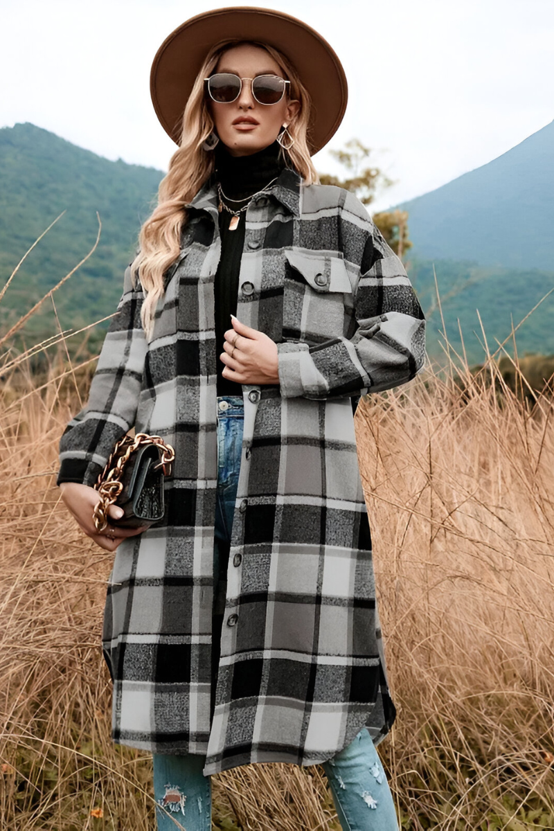 Liva | Warm Checked Autumn Coat