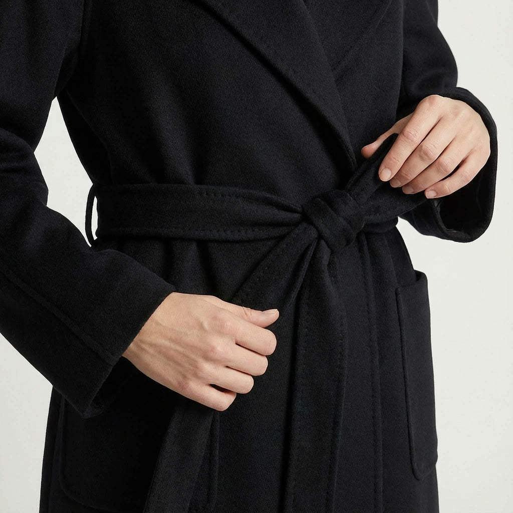 Luna Kiyora 100% Pure Italian Cashmere Long Coat - Black