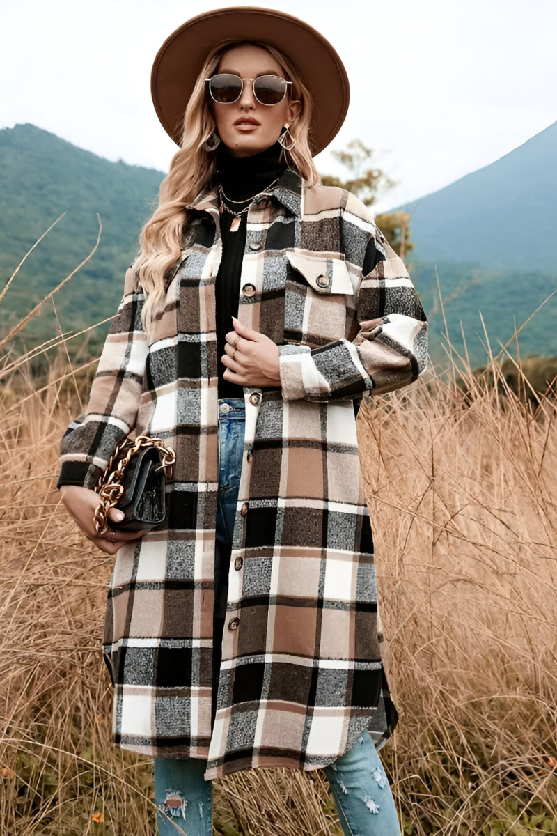 Liva | Warm Checked Autumn Coat