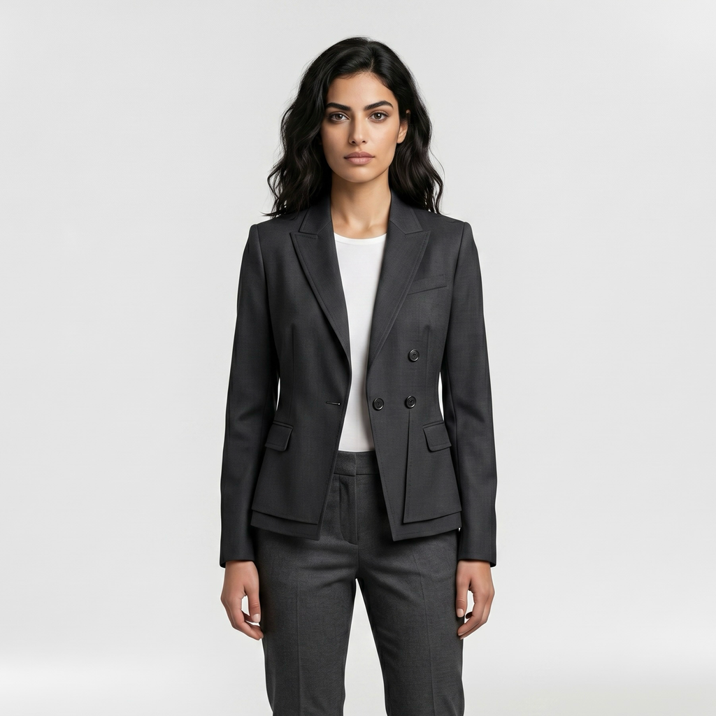 Modern Tailored Double-Button Blazer
