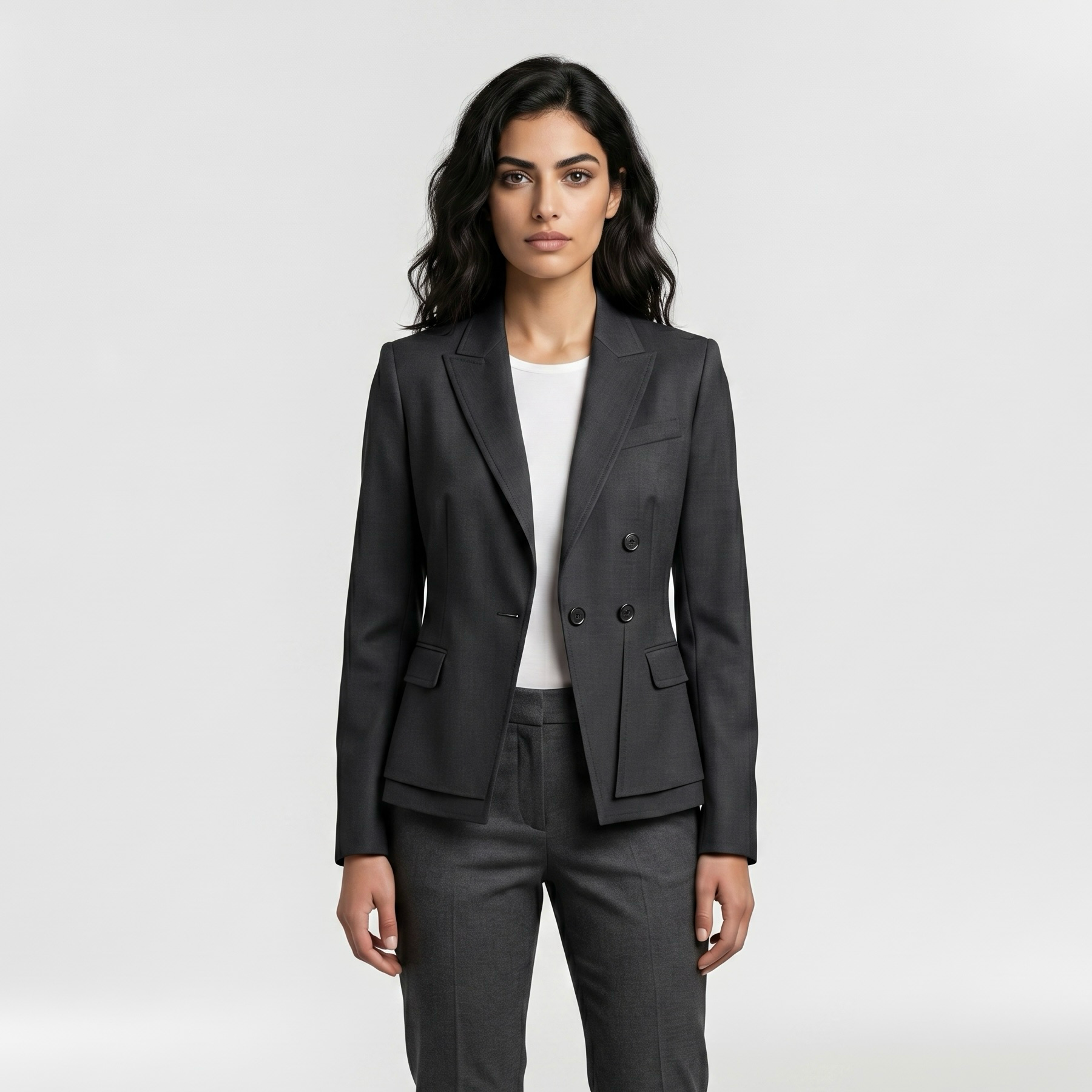 Modern Tailored Double-Button Blazer