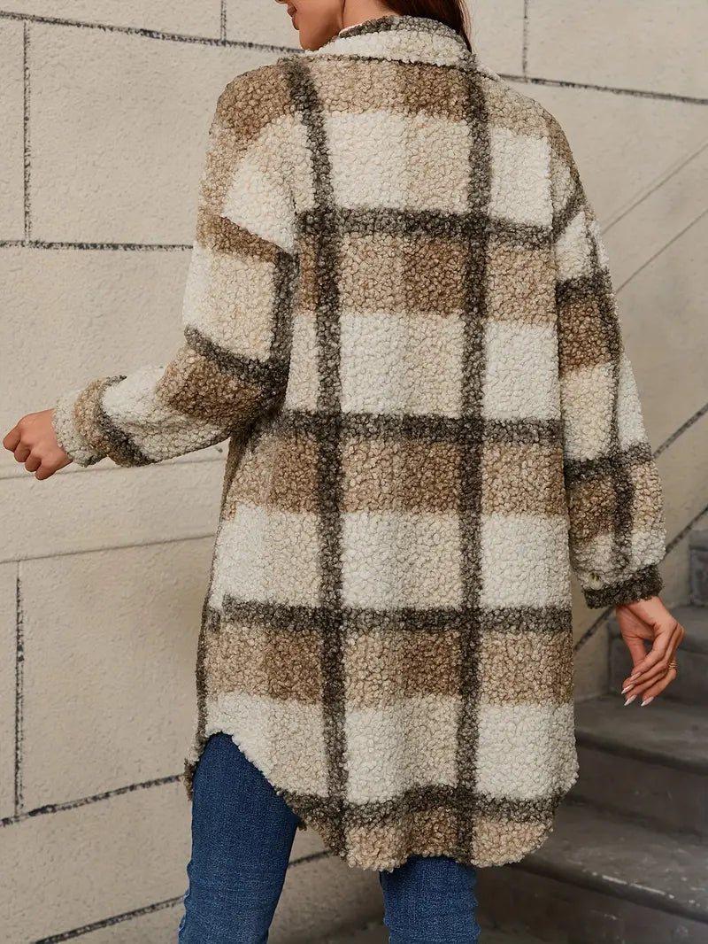 Isabelle™ | Comfortable Checked Teddy Jacket