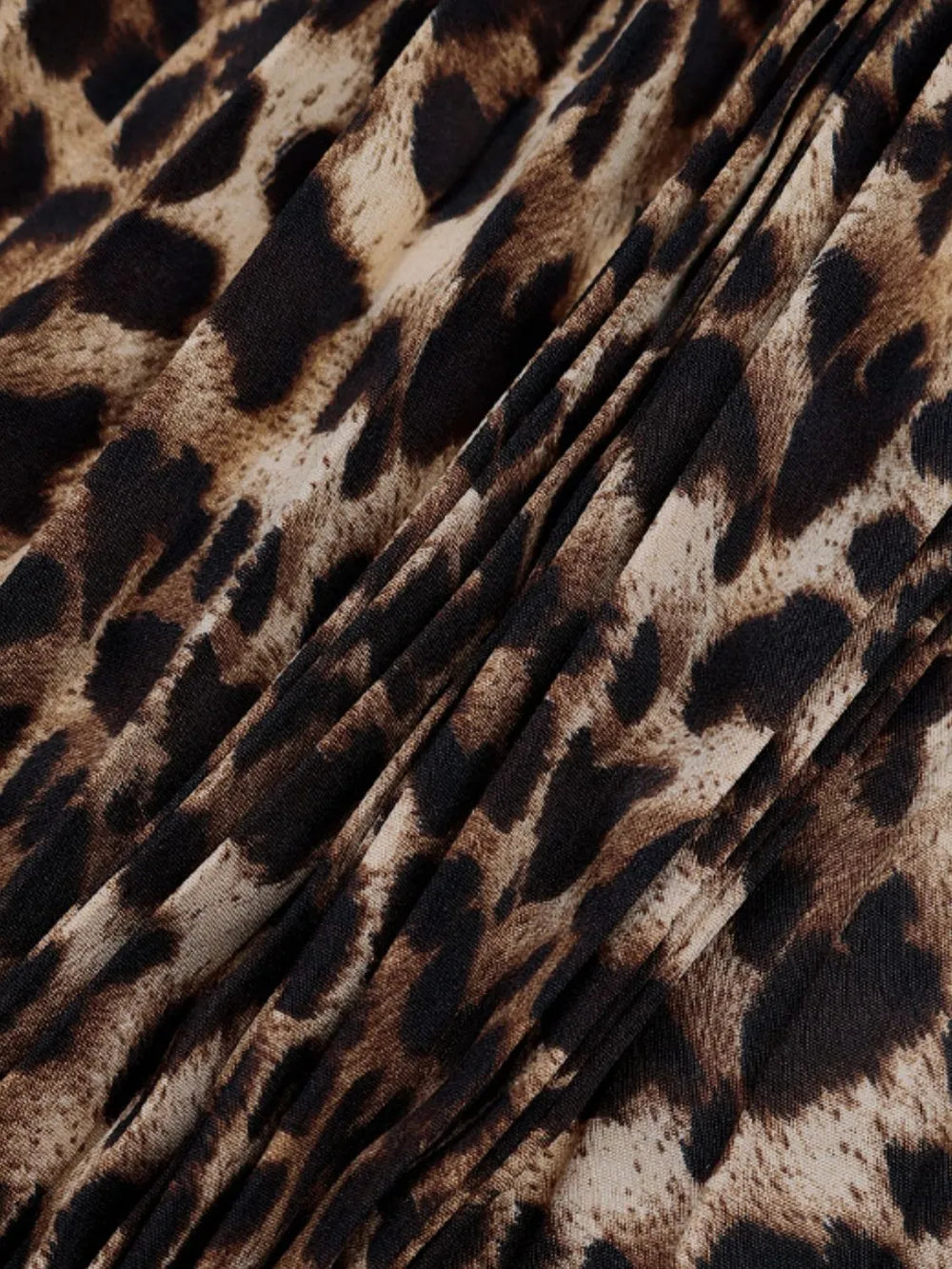 Women's Pleated Leopard Maxi Skirt Casual