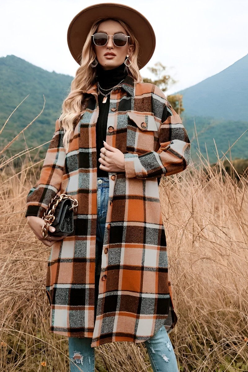 Liva | Warm Checked Autumn Coat