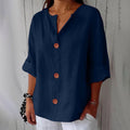 Women's Summer Blouse Loose Fit Breathable Natural Linen Casual Top