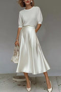 Women's Satin A-Line Midi Skirt | Liquid Finish | Casual Wear