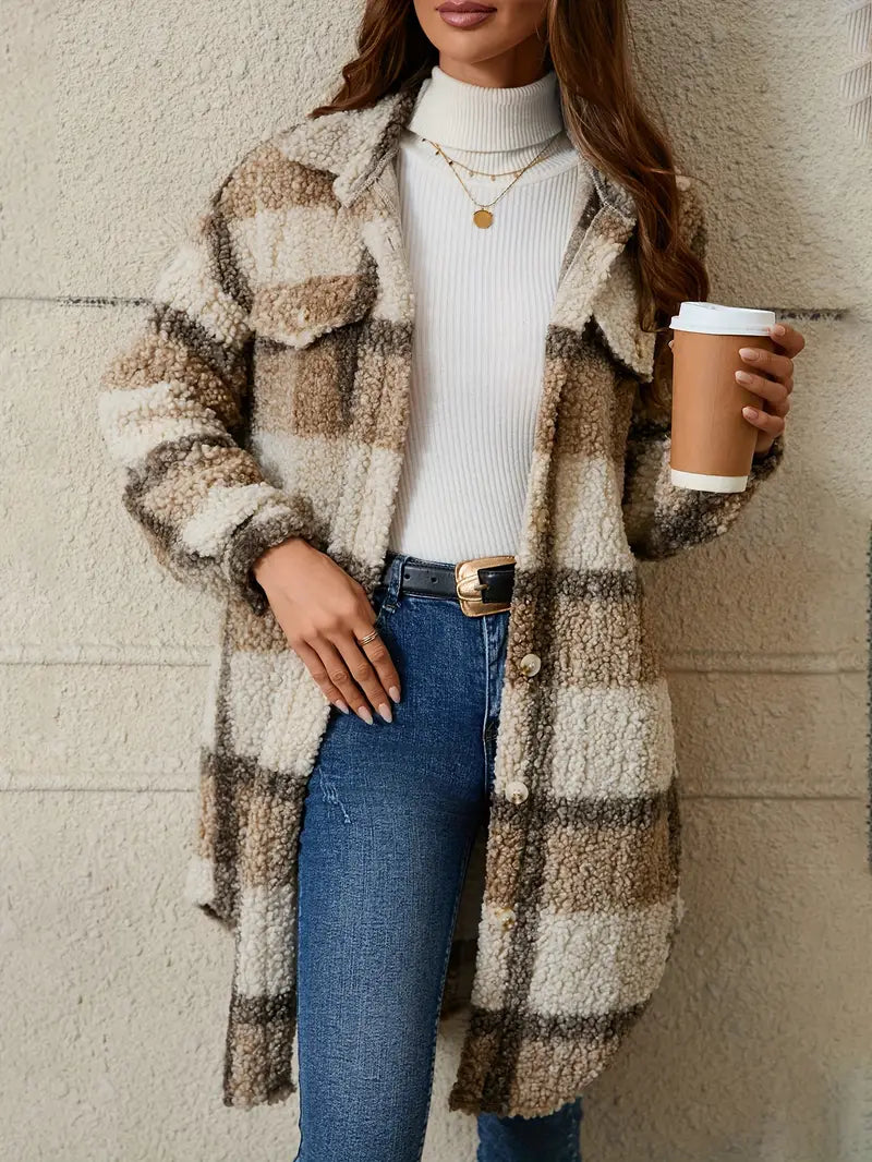 Isabelle™ | Comfortable Checked Teddy Jacket