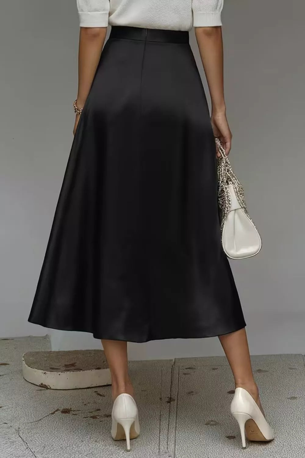 Women's Satin A-Line Midi Skirt | Liquid Finish | Casual Wear