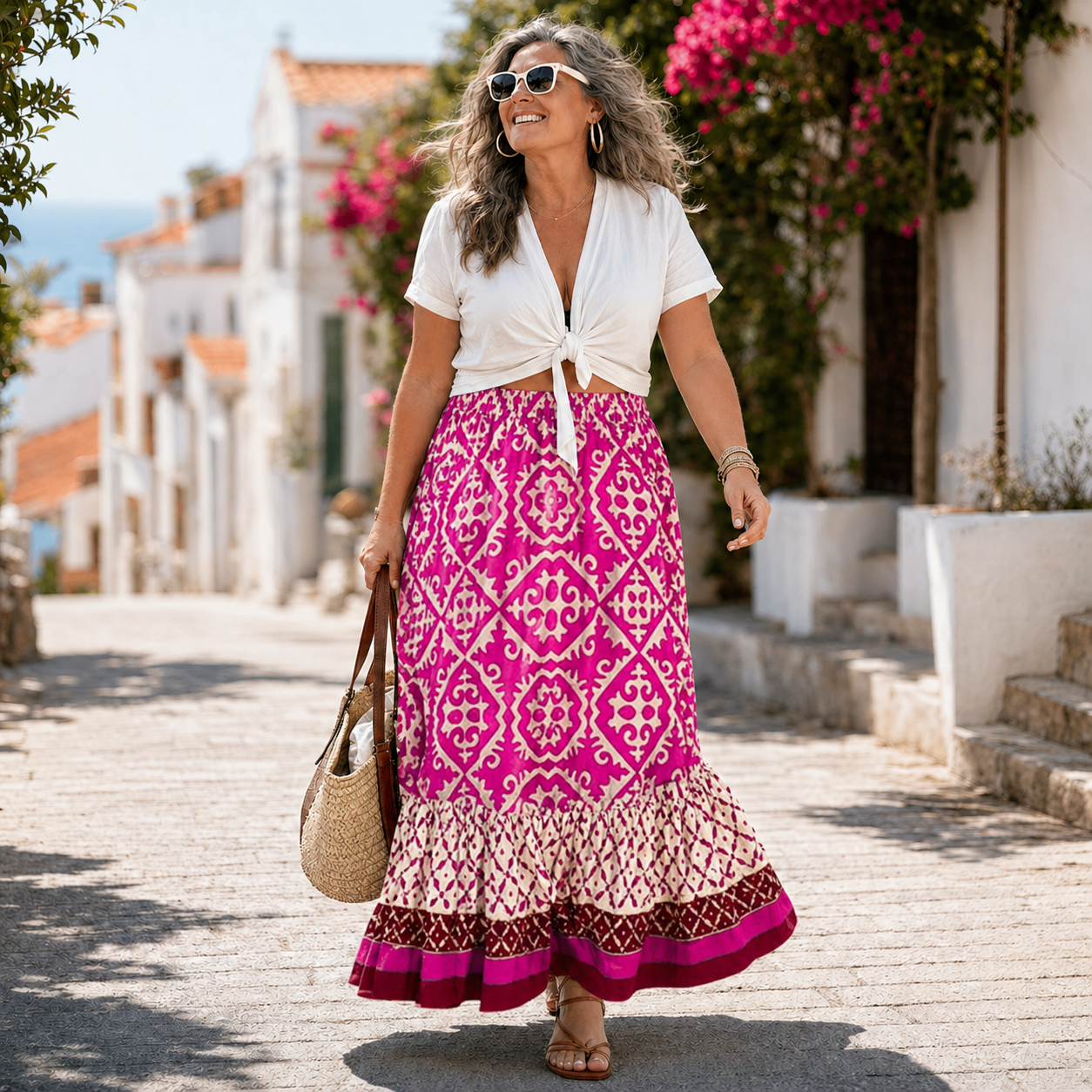 Women's Boho Maxi Skirt Printed Summer Style