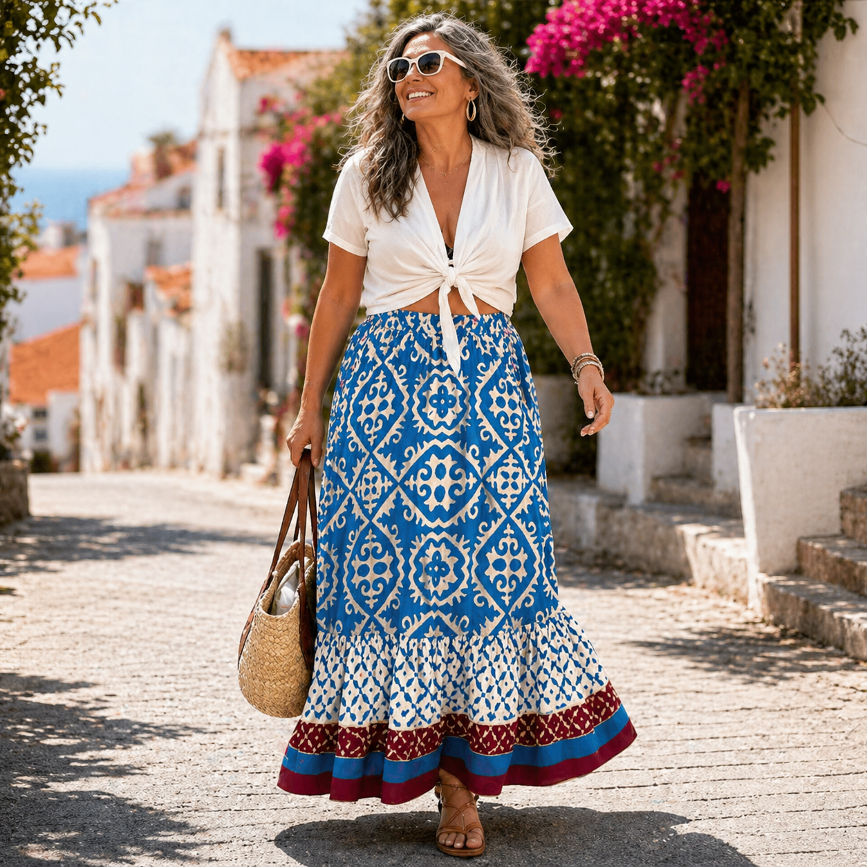 Women's Boho Maxi Skirt Printed Summer Style