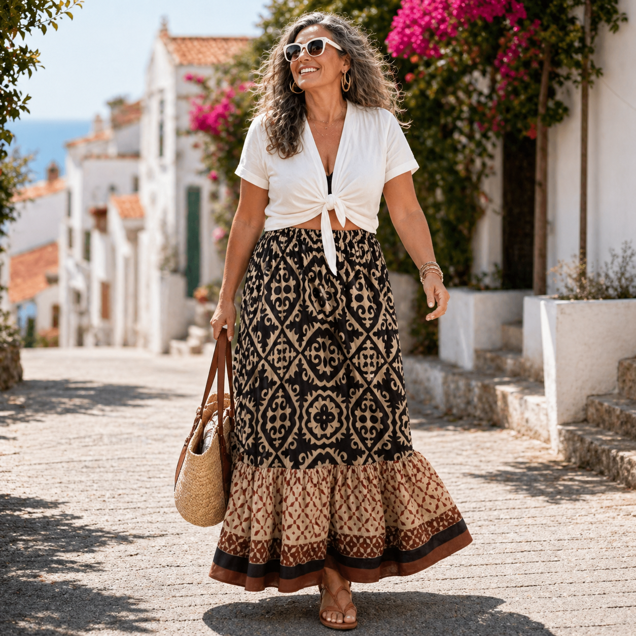 Women's Boho Maxi Skirt Printed Summer Style