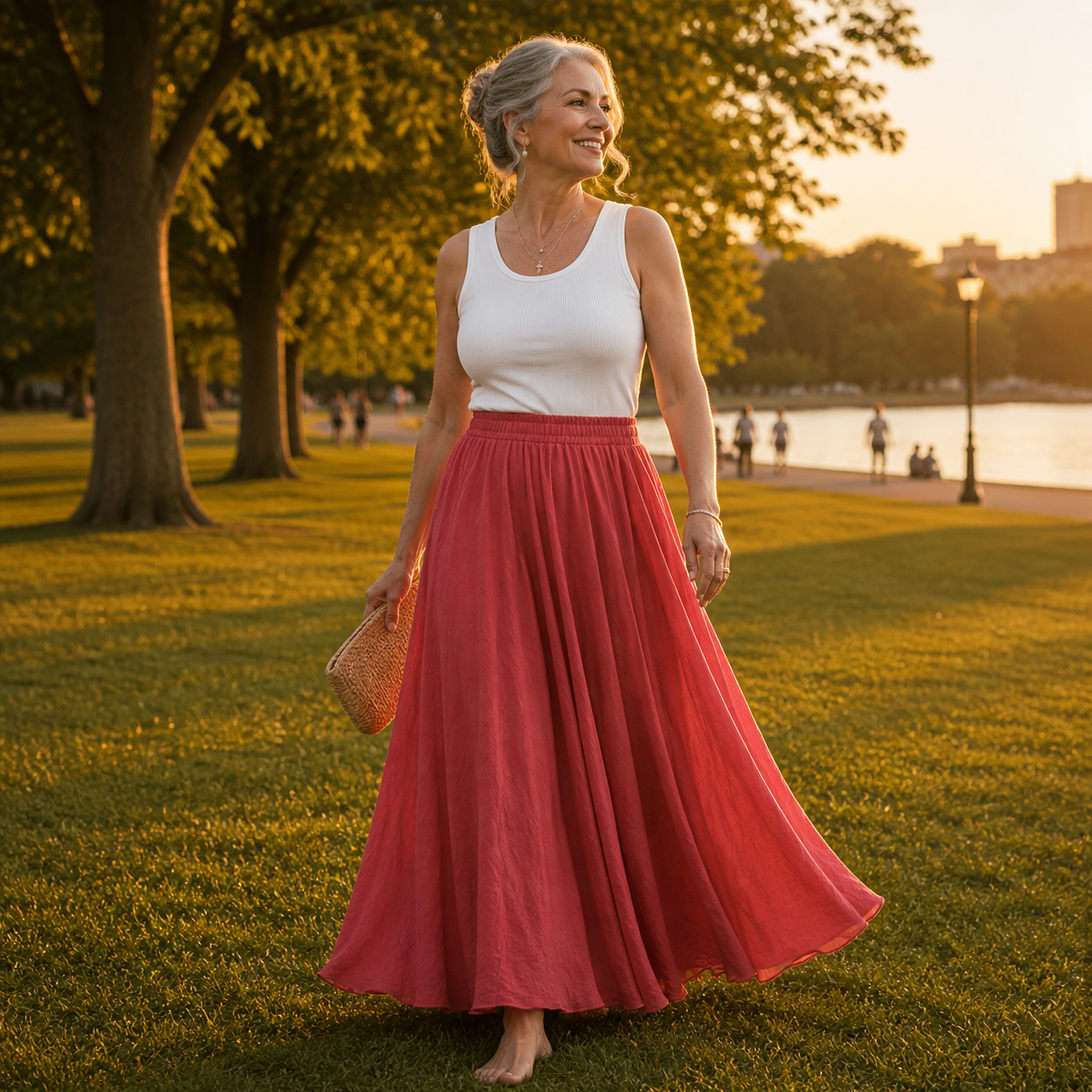 Women's Maxi Skirt Flowing Chiffon High Waist Casual