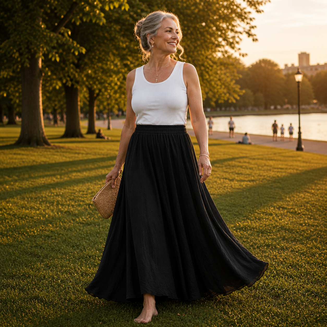 Women's Maxi Skirt Flowing Chiffon High Waist Casual