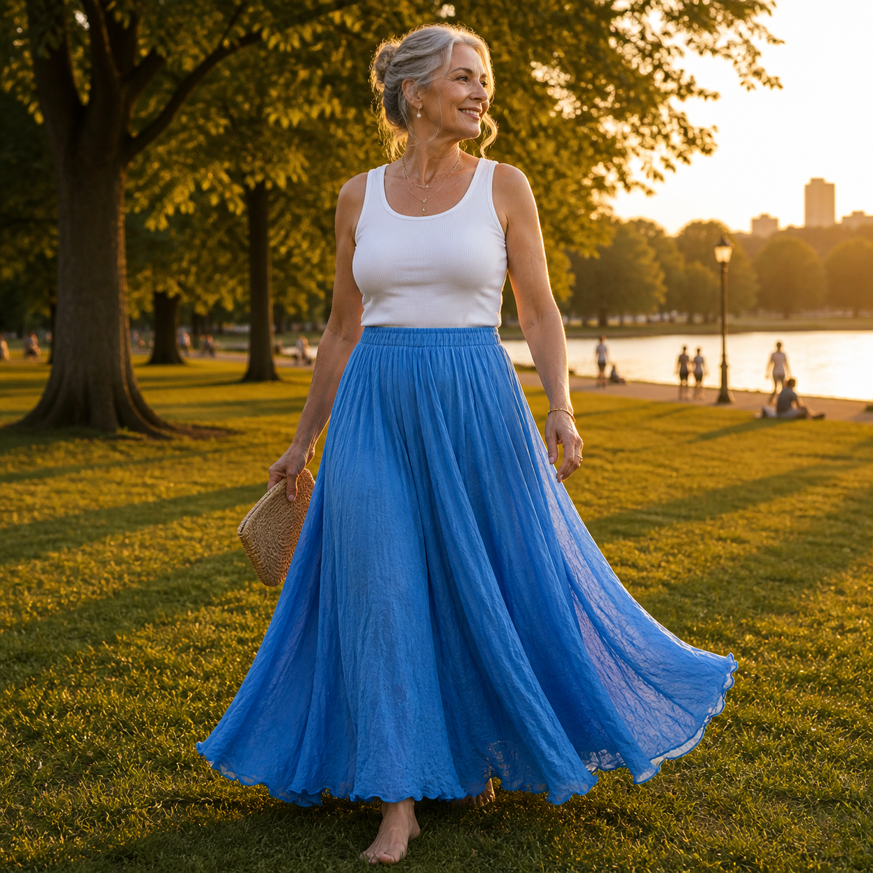 Women's Maxi Skirt Flowing Chiffon High Waist Casual