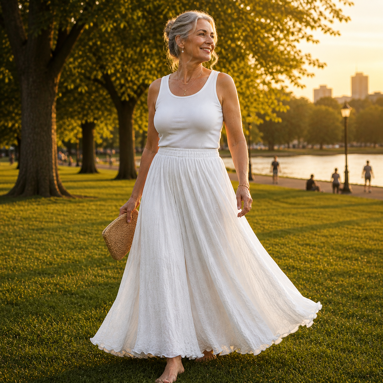 Women's Maxi Skirt Flowing Chiffon High Waist Casual