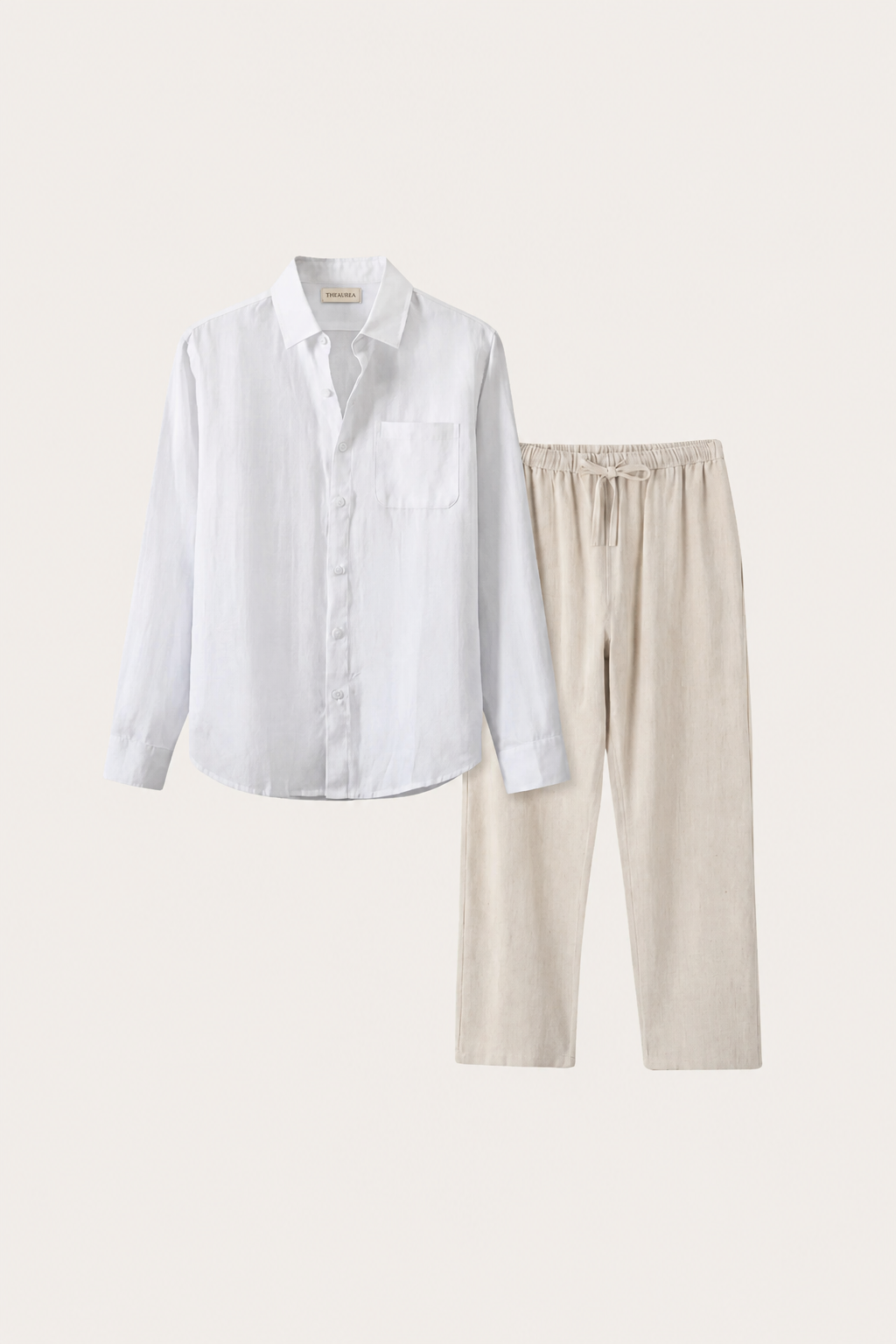 Pisa Linen Set Long Sleeve White/Beige
