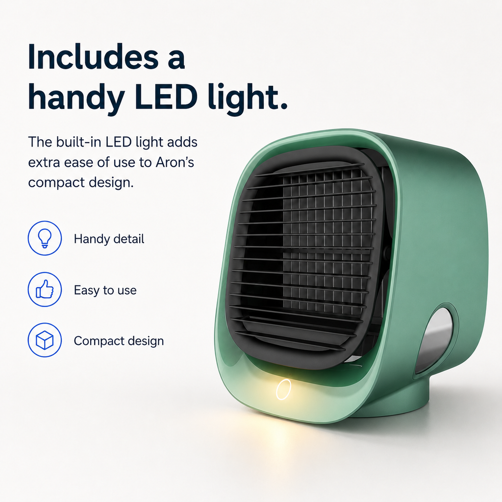 Aron Compact Air Conditioner | 2-in-1 Air Cooler & Humidifier for Home or Office