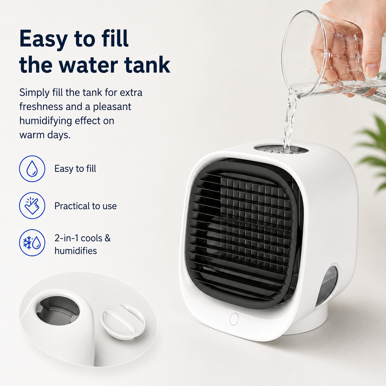 Aron Compact Air Conditioner | 2-in-1 Air Cooler & Humidifier for Home or Office