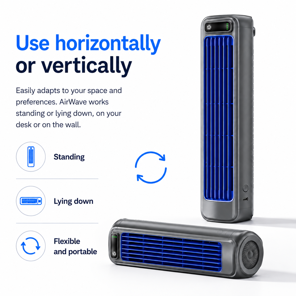 AirWave – Portable Rechargeable Air Conditioner with 12-Hour Battery Life