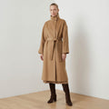Cricket Cashmere Coat | Luxury Camel Wrap Coat with Stand Collar