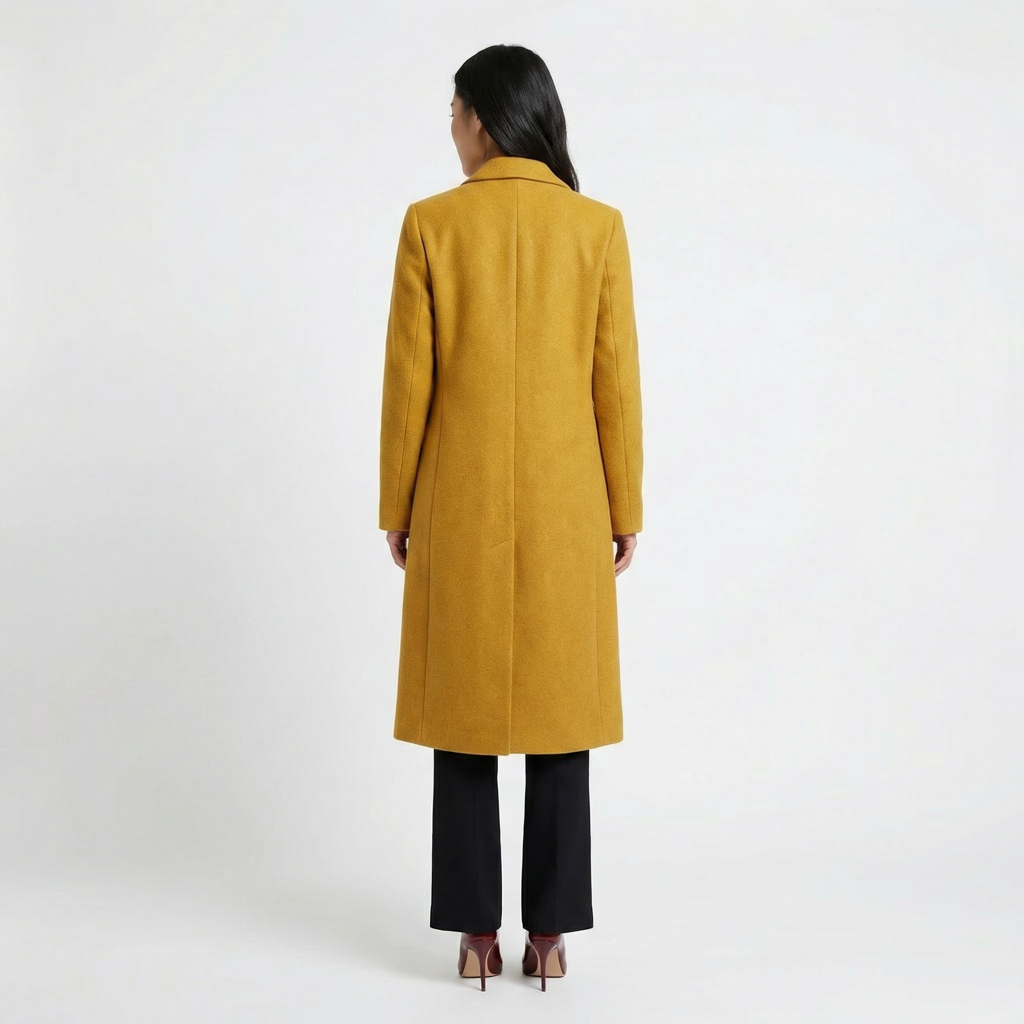 The Hampstead | 100% Pure Virgin Wool Single-Breasted Tailored Coat - Mustard
