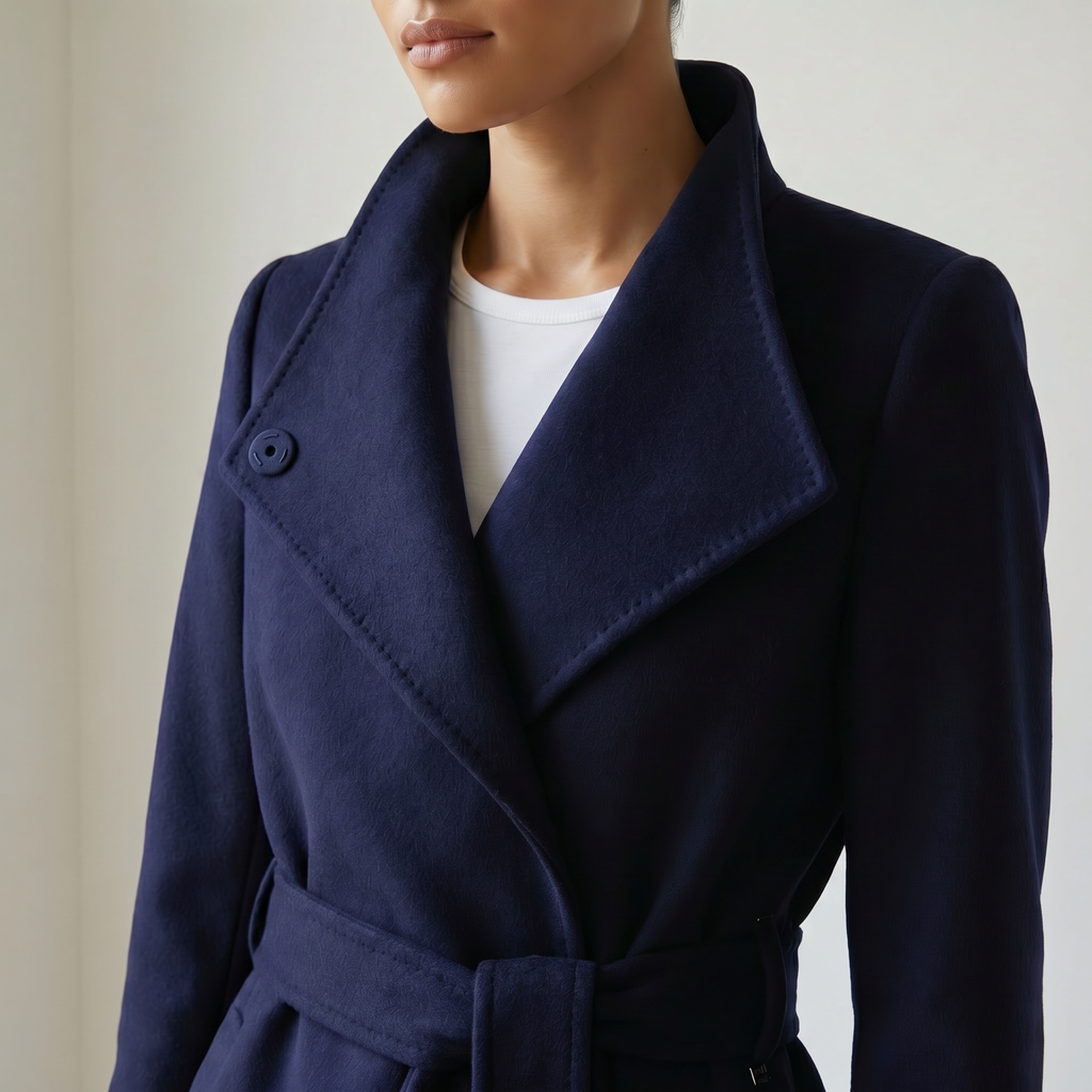 The Elara | 100% Pure Cashmere Maxi Coat - Navy