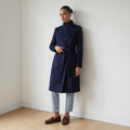 The Elara | 100% Pure Cashmere Maxi Coat - Navy