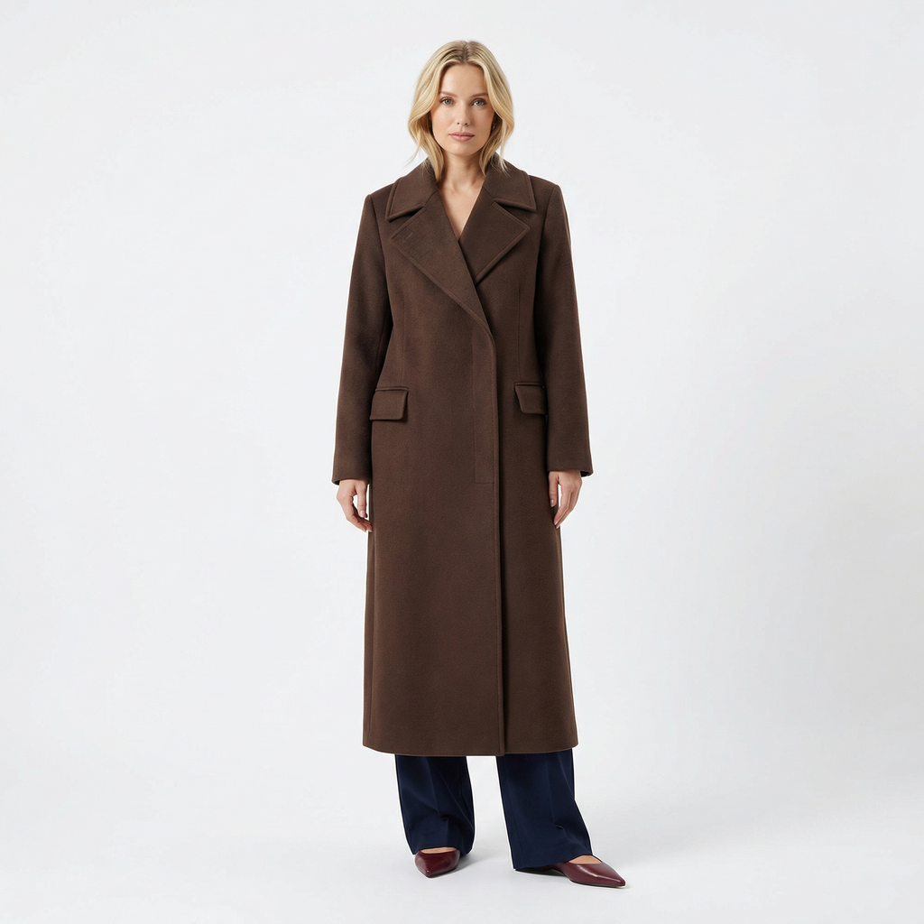 The Piccadilly | Premium Wool &amp; Cashmere Ankle-Length Relaxed Coat Chocolate Brown