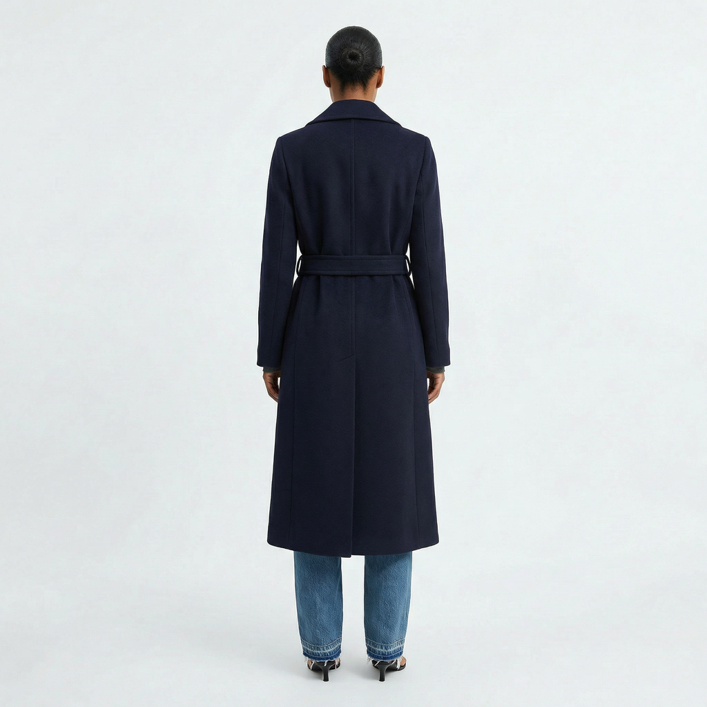 The Marylebone | Premium Wool & Cashmere Blend Lined Double-Breasted Coat - Navy