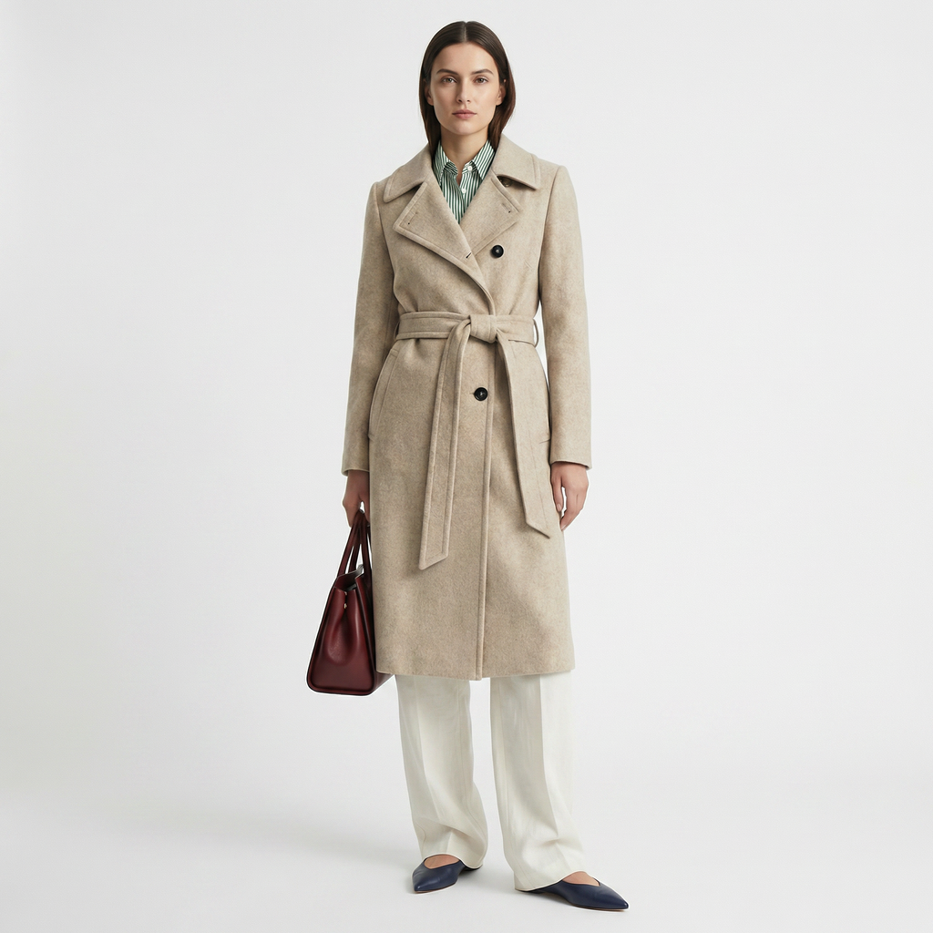 The Marylebone | Premium Wool & Cashmere Blend Lined Double-Breasted Coat - Oatmeal