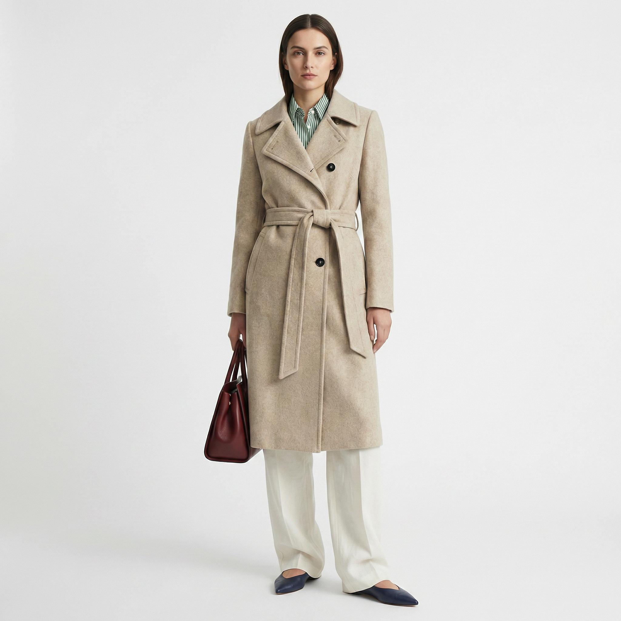 The Marylebone | Premium Wool & Cashmere Blend Lined Double-Breasted Coat - Oatmeal