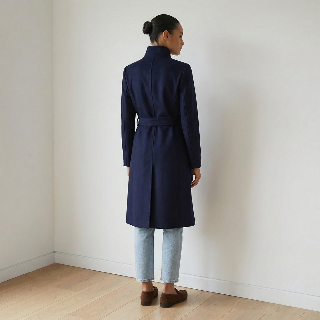 The Elara | 100% Pure Cashmere Maxi Coat - Navy
