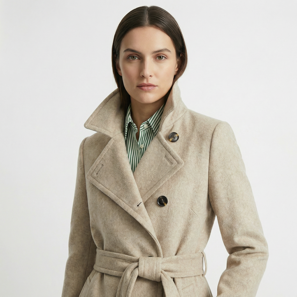 The Marylebone | Premium Wool & Cashmere Blend Lined Double-Breasted Coat - Oatmeal