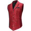 Fitted Paisley Brocade Waistcoat with Notched Lapels for Men 0