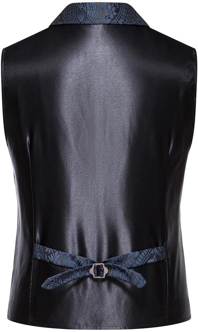 Fitted Paisley Brocade Waistcoat with Notched Lapels for Men 5