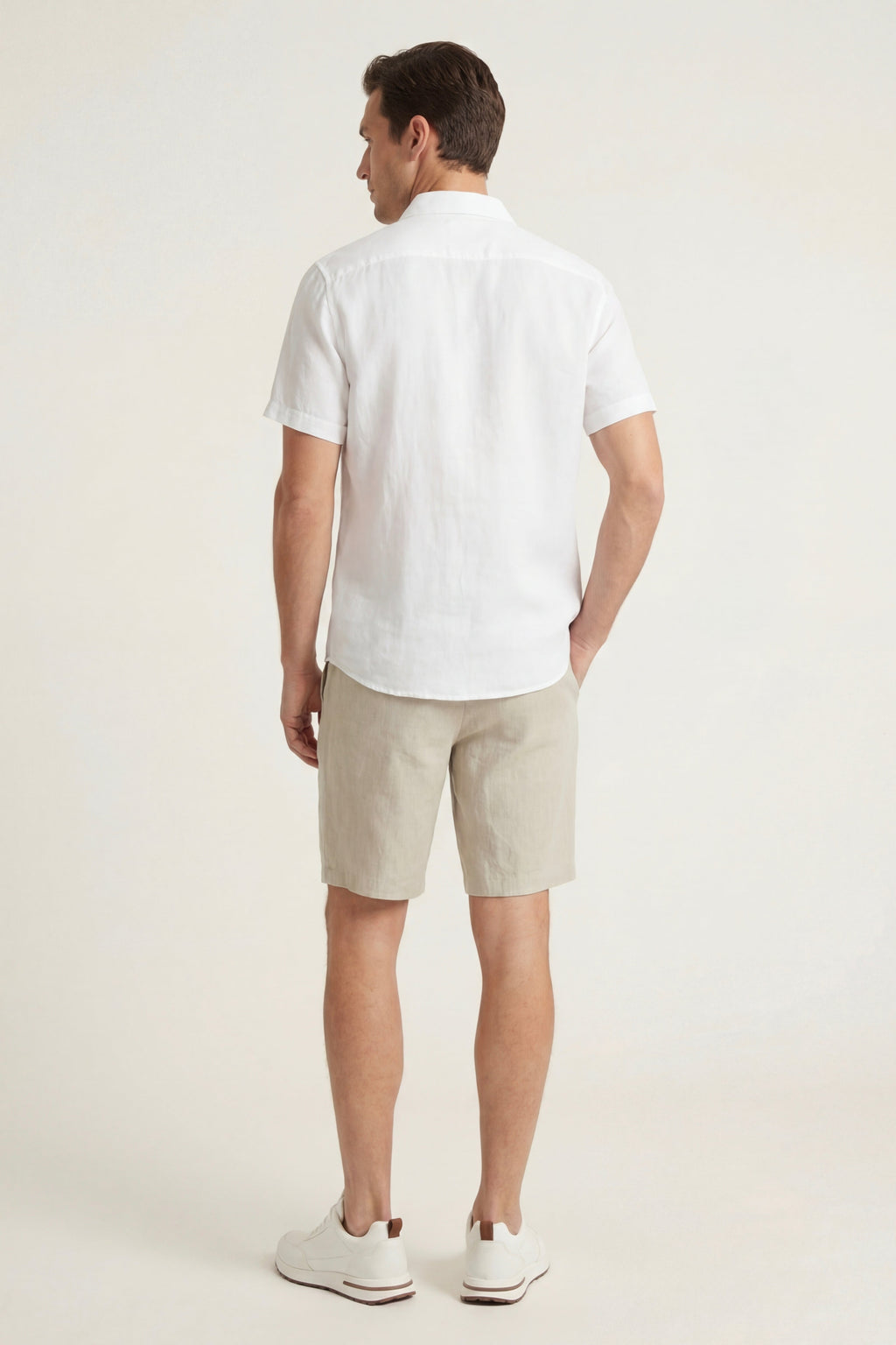 Verona Linen Shirt & Shorts White/Beige