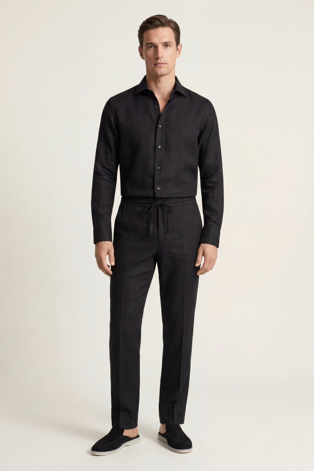 Pisa Linen Set Long Sleeve Black/Black