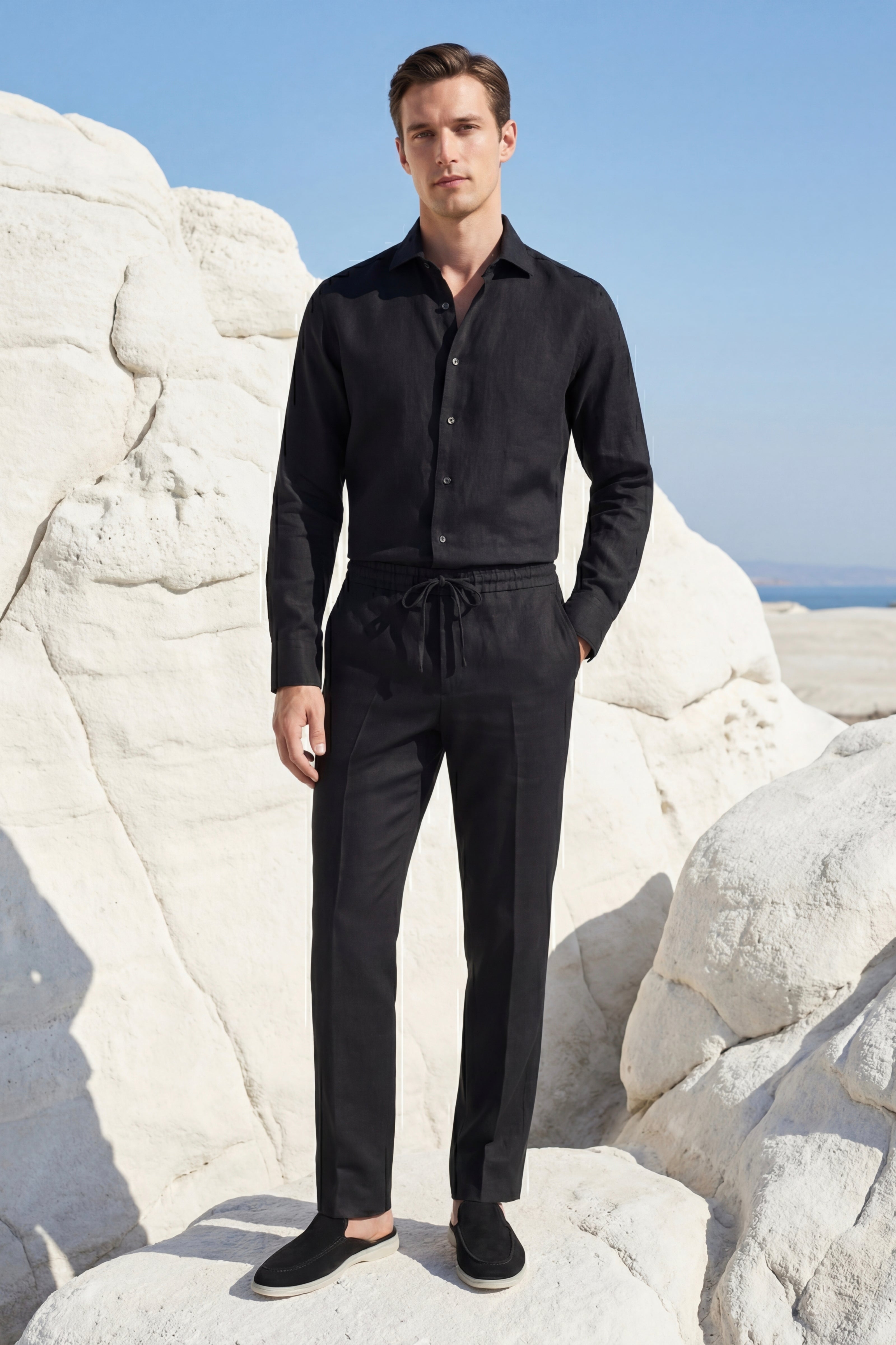 Pisa Linen Set Long Sleeve Black/Black