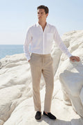 Pisa Linen Set Long Sleeve White/Beige