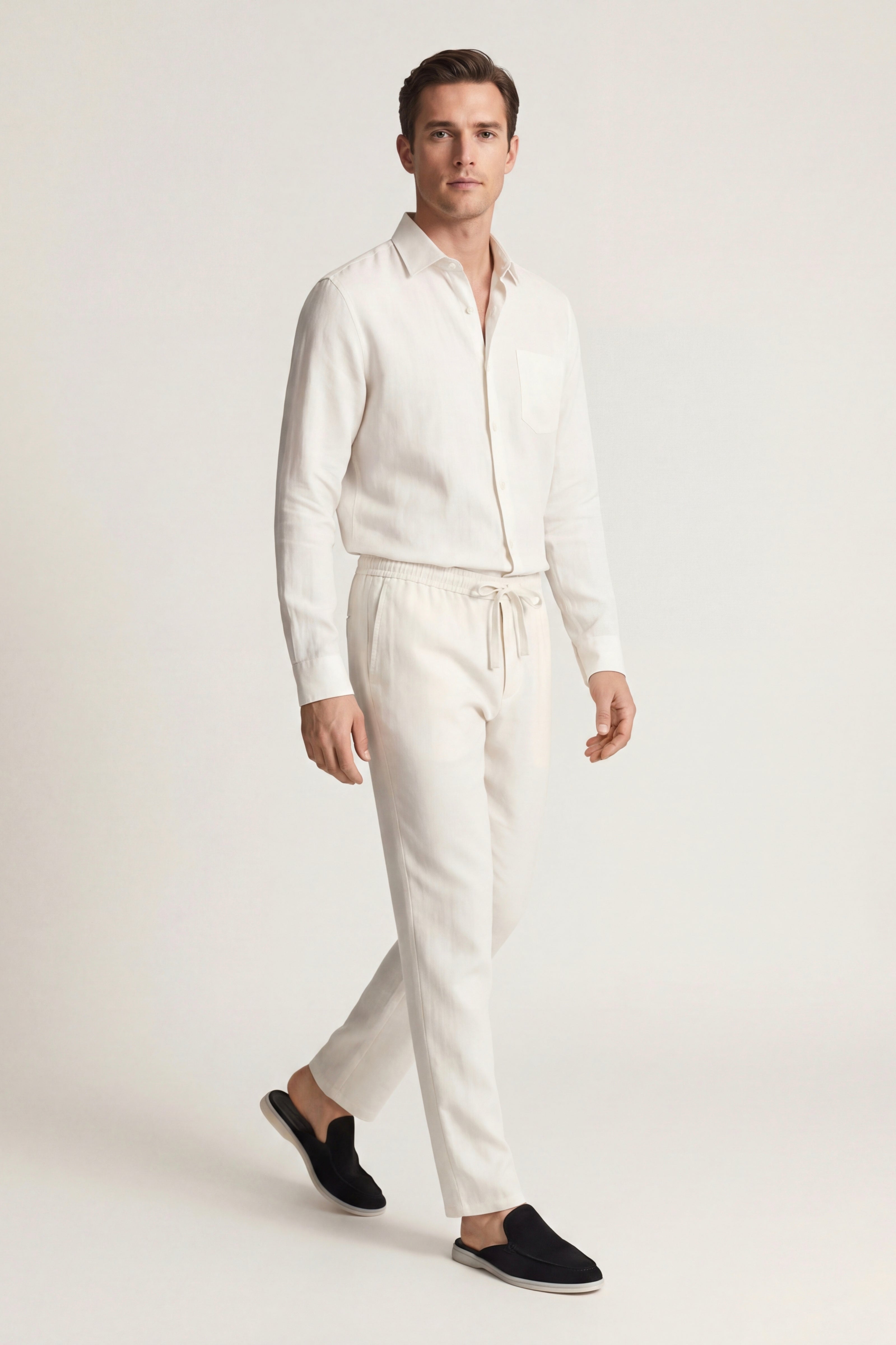Bellagio Linen Set Long Sleeve White