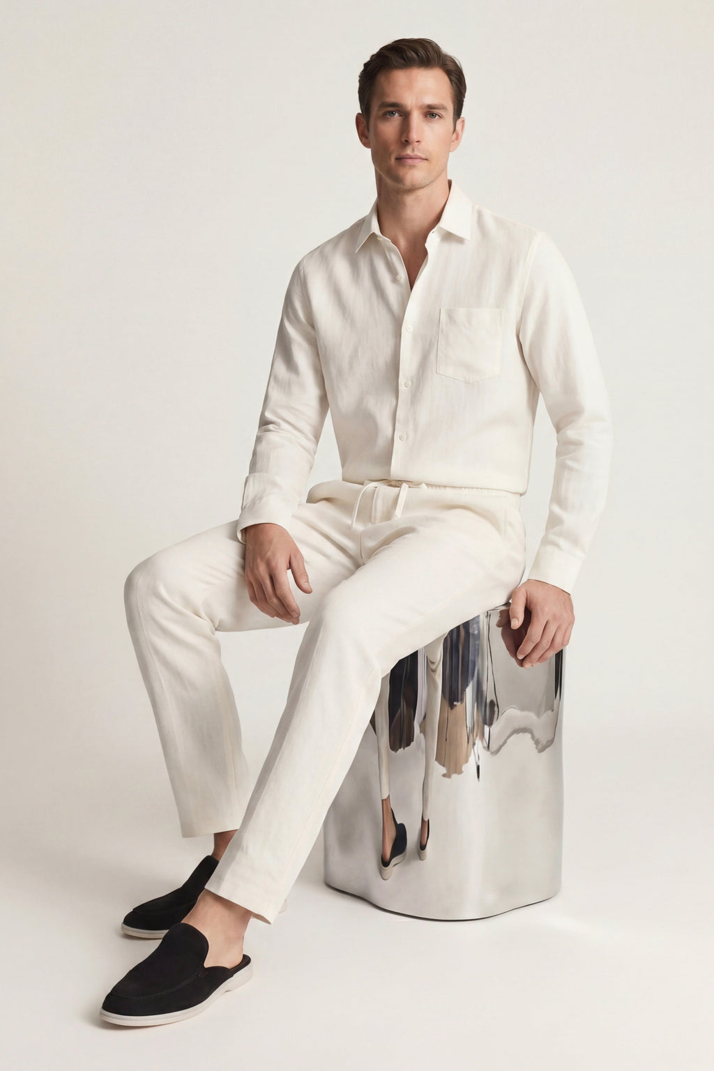 Bellagio Linen Set Long Sleeve White